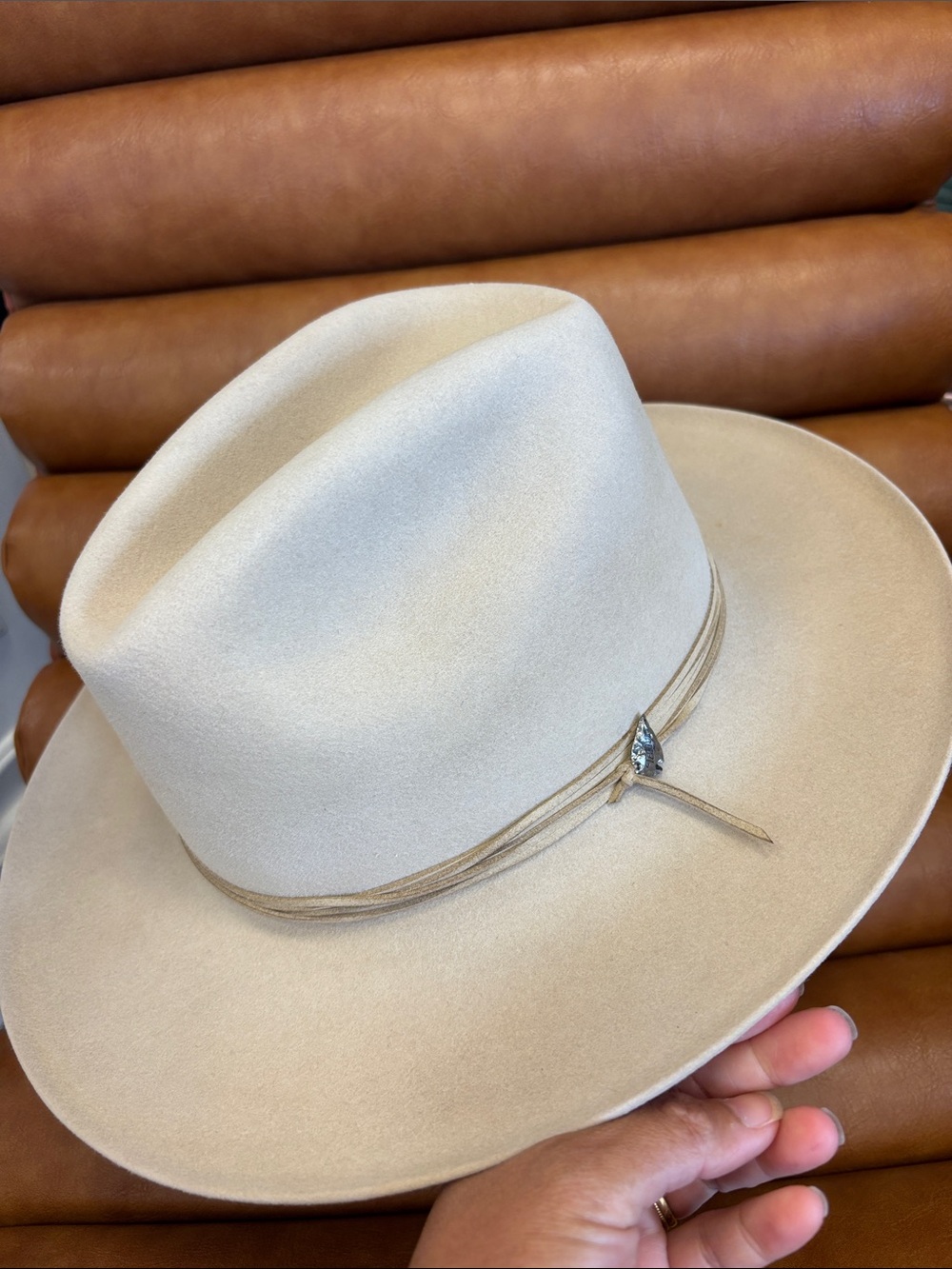 Tecovas Women's Cream Felt Fedora Hat rabbit Fur